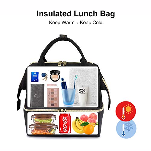 Insulated Lunch Bag WideOpen Lunch Box Backpack, WaterResistant Leakproof Lunch Tote Bag for