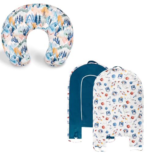 Jundetye Baby Nursing Pillow Cover, Removeable Breastfeeding Pillow Slipcover, Cotton Baby Lounger Cover for Boys Girls, Reversible Baby Nest Cover, Soft & Breathable