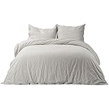 Bedsure 45% Cotton & 55% Linen Duvet Cover Queen with 2 Pillow Shams - Full Size(90