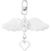 Angle Wing Heart Keychain Keyring Cross Keychain Charm for Bag Purse Religious Gifts for Women Teens Girls Christian Winged Key Charm Aesthetic Y2K Keychains for Car Key Backpack Purse