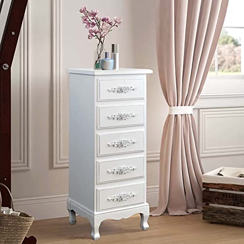 Fully Assembled White Lingerie Dresser, Tall Skinny Chest, Wood