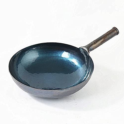 Iron Wok Household Handmade Pot Hand-Made Old-Fashioned Smokeless Cooking Pan Non-Stick Gas Stove Pot (Size : Diameter34cm) (Diameter36cm)