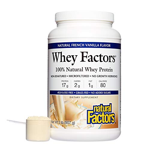 Natural Factors - Whey Factors, 100% Natural Whey Protein, French Vanilla, 45 Servings (2 lbs)