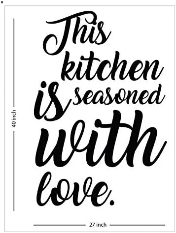 Fabulous Décor: THIS KITCHEN IS SEASONED WITH LOVE Decal Inspirational Vinyl Sticker Wall art Positive Lifestyle Quote living room, home improvement, restaurant, office, kitchen, bar 27Wx40H (Black)