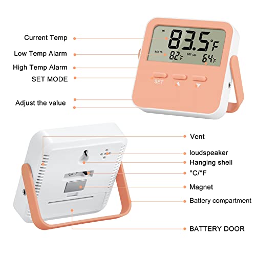 Freezer Alarm 2 Pack Digital Refrigerator Thermometer Alarm Freezer