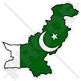 PAKISTAN Pakistani Map-Flag Islamic 4.8" (123mm) Vinyl Bumper Sticker, Decal
