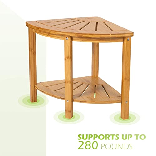 OasisCraft Bamboo Corner Shower Bench Shower Bench for Inside Shower