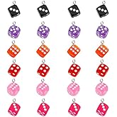 24 pcs Assorted Resin Cubic Dice with Eyelet Loop Bracelet Earring Charms for Jewelry Making Pendants Keychains Dangles Hanging Decorations