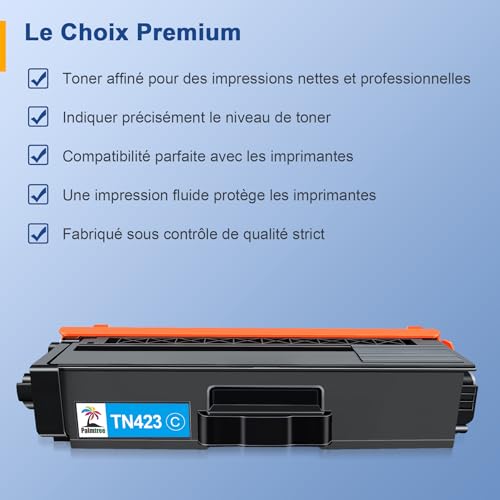 Palmtree TN423 Lot de 4 Cartouches de Toner Compatible pour Brother TN-423 TN-423BK TN421 pour Brother MFC-L8690CDW Toner MFC-L8900CDW HL-L8260CDW HL-L8360CDW DCP-L8410CDW DCP-L8410CDN