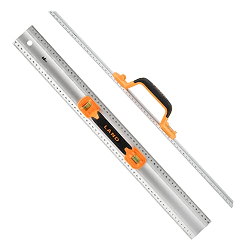 LAND Aluminum Construction Ruler - 24 Inch Ruler with Bubbles Indicator ...