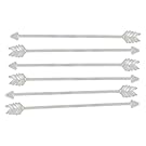 Cupid Arrow Swizzle Sticks Glass Stirrer Set, Love Themed Bar Accessories Beverage Stirrer, Each Cupid Arrow is 8” Long, Frosted Glass Barware Cocktail Stir Stick Set Of 6.