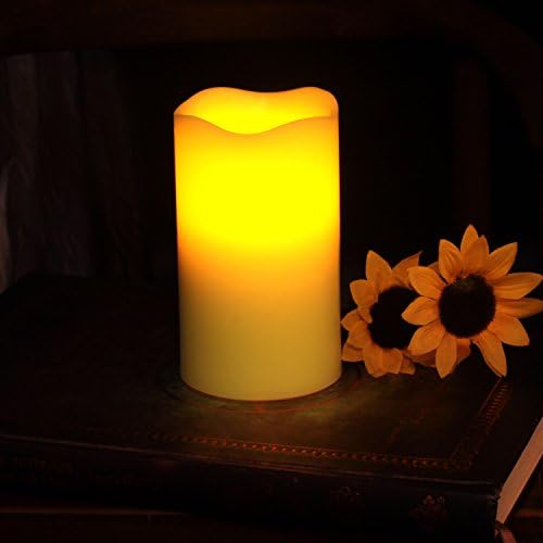Home Impressions Battery Operate Melted Flameless Pillar Candle with Timer, 3 x 5", Green