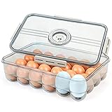 HANSGO Egg Holder for Refrigerator, Clear Egg Tray Storage Box with Lid Deepen a