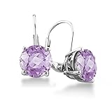 Sterling Silver Purple Amethyst Leverback Earrings 3 1/2 Carat Total Weight
