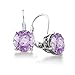 Sterling Silver Purple Amethyst Leverback Earrings 3 1/2 Carat Total Weight
