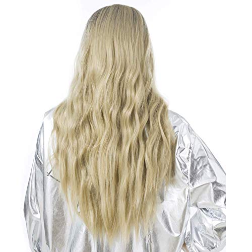 66cm Long Dark Blonde Wig For Women, Elegant Ash Off Blond Color Ombre Hair Wig, 26-inch Of Pure Premium Synthetic Hair Long Wavy Hair WigYUNKAI (Ash Off Blond)