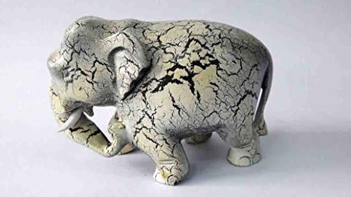 Ratoomal Handcrafted Wooden Elephant Fat T.D Curled W/Texture Art Home Décor Accent