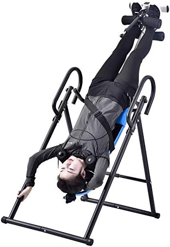 COZYWELL Heavy Duty Foldable Inversion Table Fitness Back Upside Down with Adjustable Headrest & Lumbar Support Pad for Pain Relief Therapy