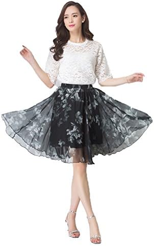 MINGXIN Gypsy / Bohemian Women's Printed Chiffon Pleated Knee-Long Skirt Multi1