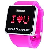 LEORX SKMEI Waterproof Touch Screen Boys Girls Sport LED Digital Wrist Watch with Calender Alarm Backlight (Rosy)