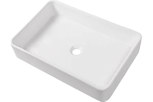 Rectangle Vessel Sink Above Counter- Mocoloo 24"X16" Bathroom Sink Countertop White Porcelain Ceramic Lavatory Vanity Sink Basin