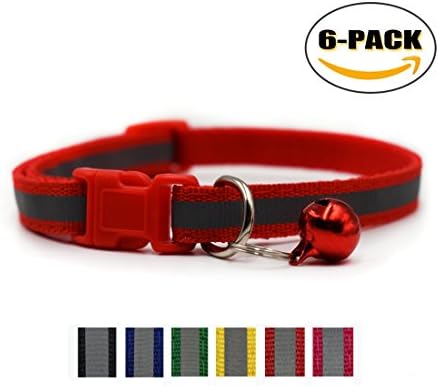 DLUcraft Reflective Cat Collar with Bell Cat Collars for Dog Puppy Kitten Nylon Collars (6 pack)