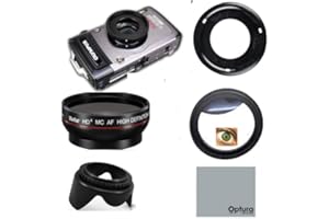 Wide Angle Lens for Olympus TG-6, TG-5, TG-4, TG-3, TG-2, TG-1 (Includes Adapter) Macro Portion + Lens Hood