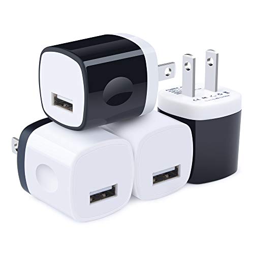 USB Wall Charger, Single Port Charging Box 4Pack Charging Cube Base Station Block Power Adapter Compatible with iPhone Xs/XS Max/XR/X/8/8 Plus/7/6S Plus, Samsung Galaxy S10/S10e S9/S8/Plus S7/S6/Edge