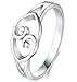 925 Sterling Silver Ring, Boruo Two Hearts Linked High Polish Tarnish Resistant Comfort Fit Ring Size 4-12