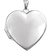 Sonia Jewels Solid 14k White Gold Heart Locket Pendant Charm Holds Pictures (28mm x 23mm)