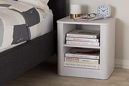 Amazon Com Modern And Contemporary Whitewashed Wood 2 Shelf