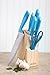 Sunbeam Maxdon 7 Piece Stainless Steel Cutlery Set and Pinewood Block, Blue