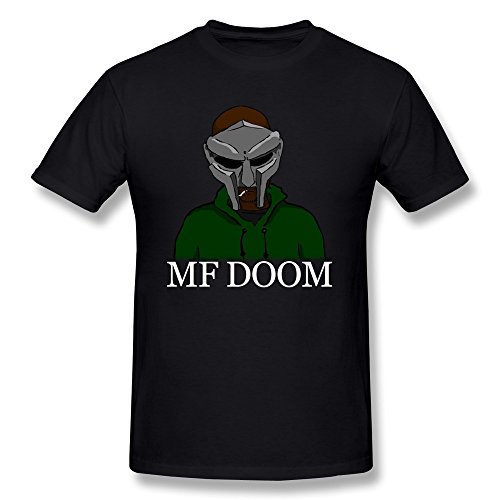 JU-LIAN Men's MF Doom Rapper Cotton T-shirts Black XL