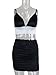 TOB Womens Summer Sexy 2 Piece Bodycon Slip Satin Skirt Set Mini Dress Black, Medium
