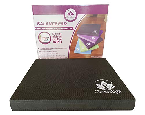 Clever Yoga X-Large Balance Pad 19.75″x15.75″x2.5″- Comes with Our Special Namaste (Black)