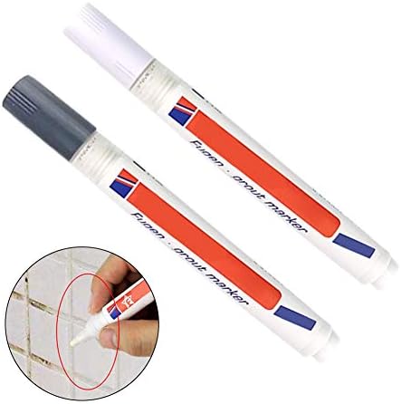 2pcs Non-Toxic Tile Repair Pen Tile Refill Grout Pen Waterproof Mouldproof Filling Agents Wall Porcelain Bathroom Paint Cleaner(2pcs,Gray)