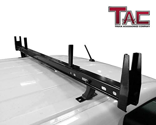 TAC Universal 2 Bars Roof Ladder Rack 600 LBS Capacity Utility Adjustable Cross Bar with Stopper for Van Without Rain Gutter Fit for Kayak Canoe Ladder Lumber Pipes Cargo Carrier Accessories