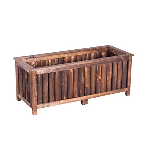 Fensterkasten Blumenkasten aus Holz Blumentrog Blumentopf Außen Rechteck Karbonisierung Antiseptische Pflanzkasten (Size…