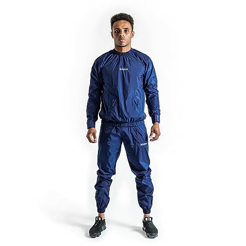 BOXRAW Hagler Professional Sauna Suit Top Bottoms Non Rip Sweat Suit  Boxing MMA Training Gym (Navy 2XL
