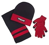 Sportoli Boys' Kids Knit Cold Weather Accessory Set Warm Hat, Scarf and Gloves (Red)