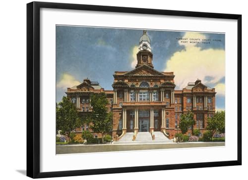ART.COM Wall Art Print Courthouse, Fort Worth, Texas on Black Frame, 29" x 21"
