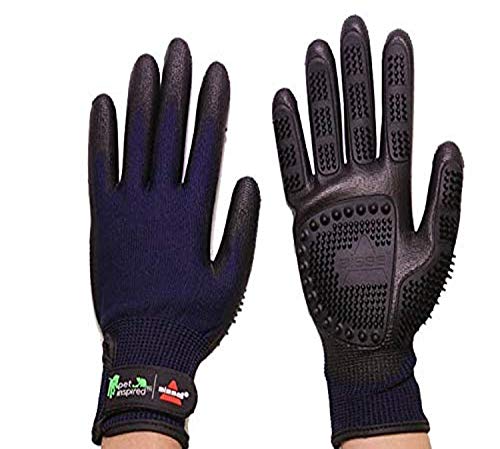 guantes de aseo bissell de-shedding para mascotas, tamaño mediano , 1 par, para pelo largo y corto en perros, gatos y más