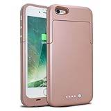 iPhone 6S 6 Battery Case 3800mAh, Rechargeable External Battery Extended Power Charger Protective Charging Case for iPhone 6 6S 4.7 inch Portable Power Bank Cover Backup Juice Bank - Rose Gold