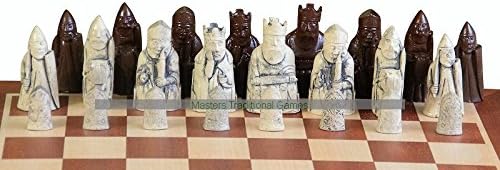 Isle of Lewis Ivory and Teak colored Chess Pieces (board not included)