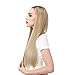 Long U Part Wig Dark Brown Hair Extensions Clip in 24 Inch Straight Synthetic Full Head Hair Pieces for Women SARLA