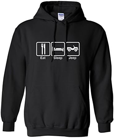 EatSleepTee Unisex Eat Sleep Jeep Hoodie Large Black