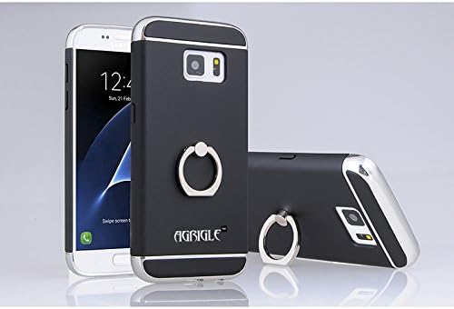 Galaxy S7 Case,Samsung Galaxy S7 Case,AGRIGLE 3 In 1 Anti-Scratch Anti-fingerprint Shockproof Resist Electroplate Metal Hard Back Case with 360 Degree Rotating Ring Kickstand (Black)