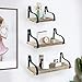 Y&ME YM Floating Shelves Wall Mounted, Set of 3 Rustic Wood Wall Storage Shelves, for Bedroom, Living Room, Bathroom, Kitchen, and Office (Carbonized Brown)