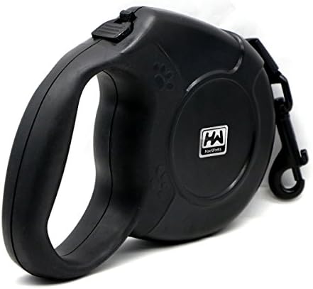 Retractable Dog Leash,16 Foot Tangle Free Nylon Pet Leash with Hand Grip, One Button Brake &amp; Lock for Small, Medium &amp; Large Dogs (Black)