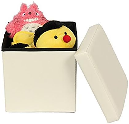 Fsobellaleo Faux Leather Folding Storage Ottoman Camping Fishing Stool Toy Chest for Baby Beige12 x 12 x12